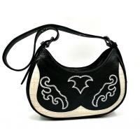 Bolsa country bordada de couro preto